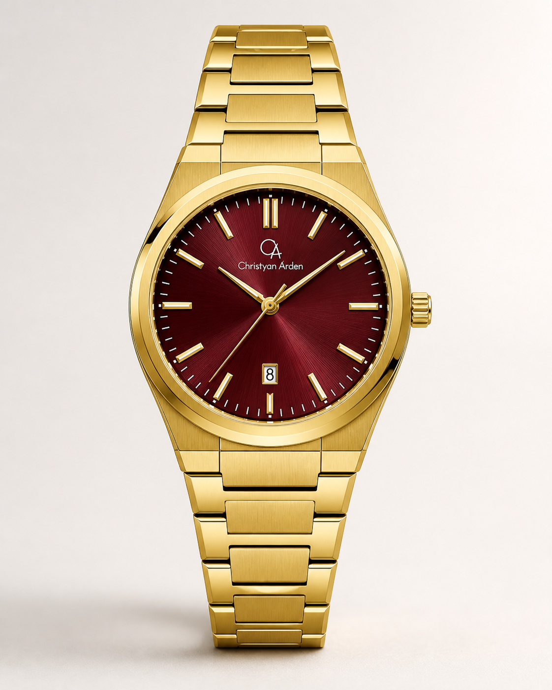 Regent Burgundy Classic Christyan Arden produced quartz watch style shown from the front