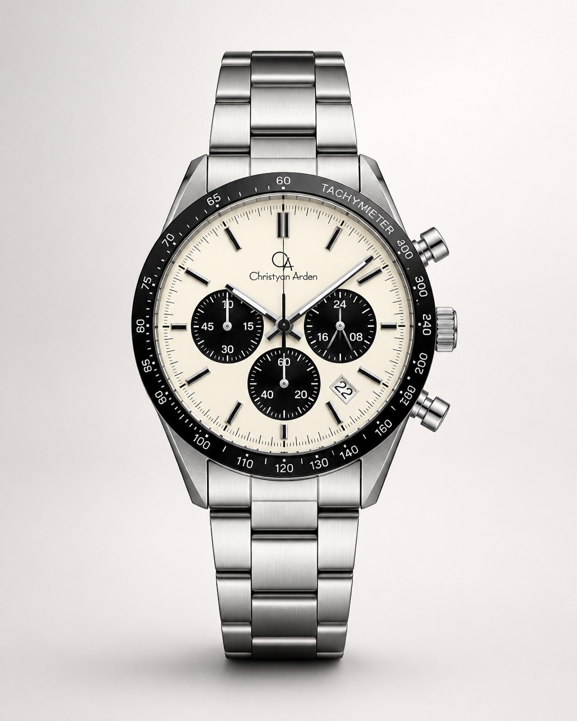Atlas Panda Multi-Dial Christyan Arden produced quartz watch style shown from the front