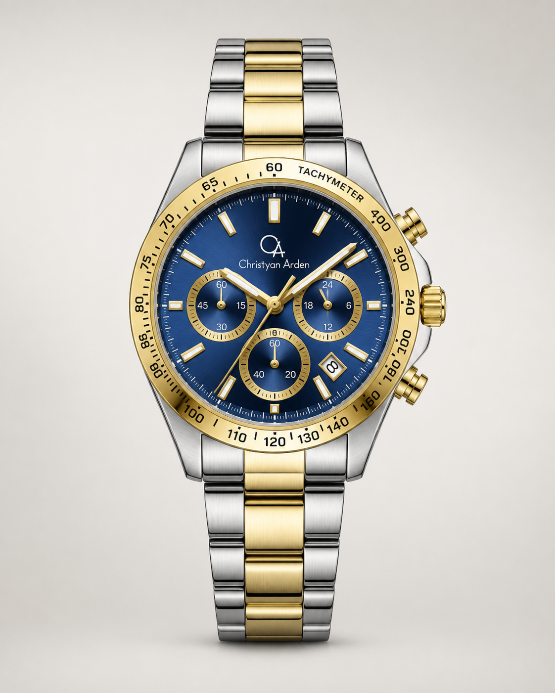 Atlas Royal Multi-Dial Christyan Arden produced quartz watch style shown from the front