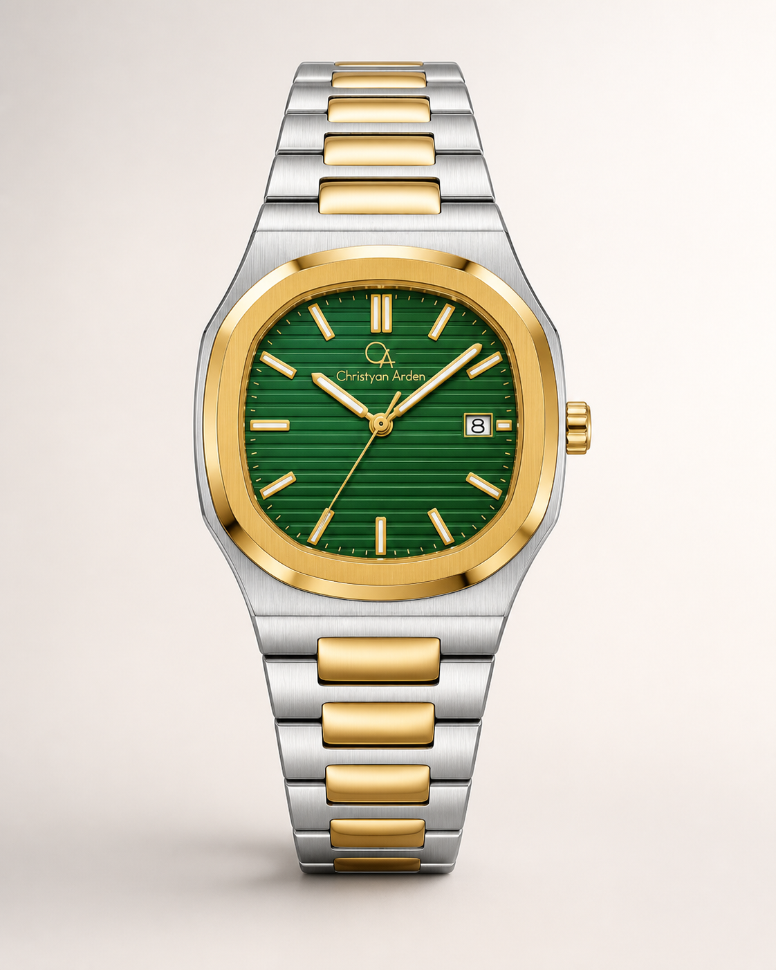 Metropolitan Emerald Integrated Christyan Arden produced quartz watch style shown from the front