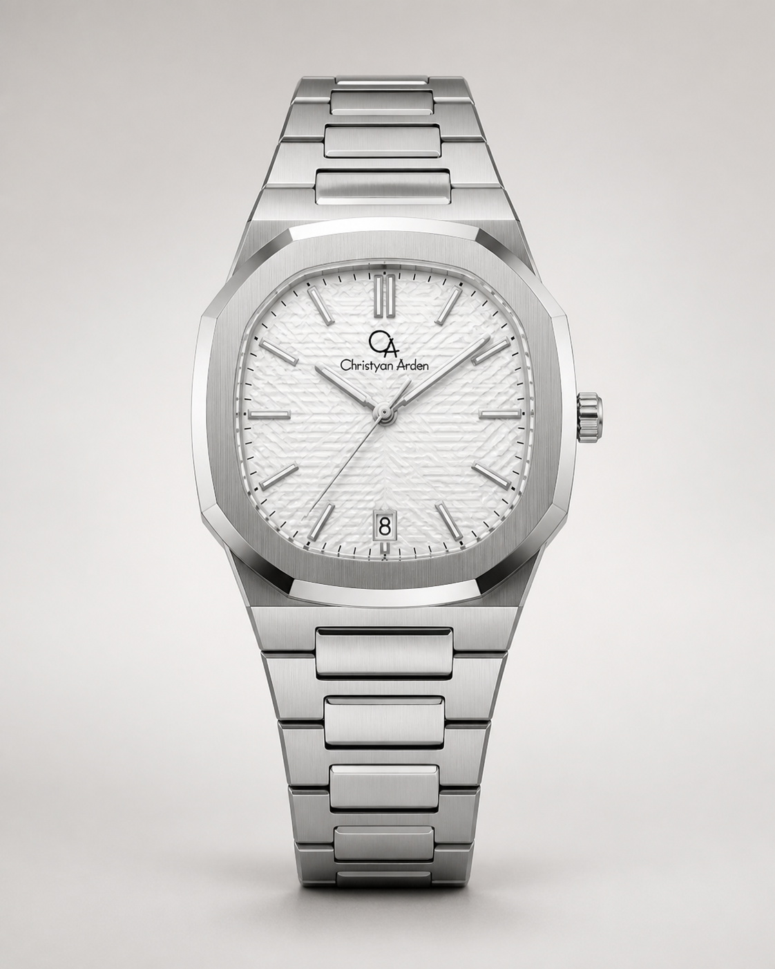 Metropolitan Arctic Integrated Christyan Arden produced quartz watch style shown from the front