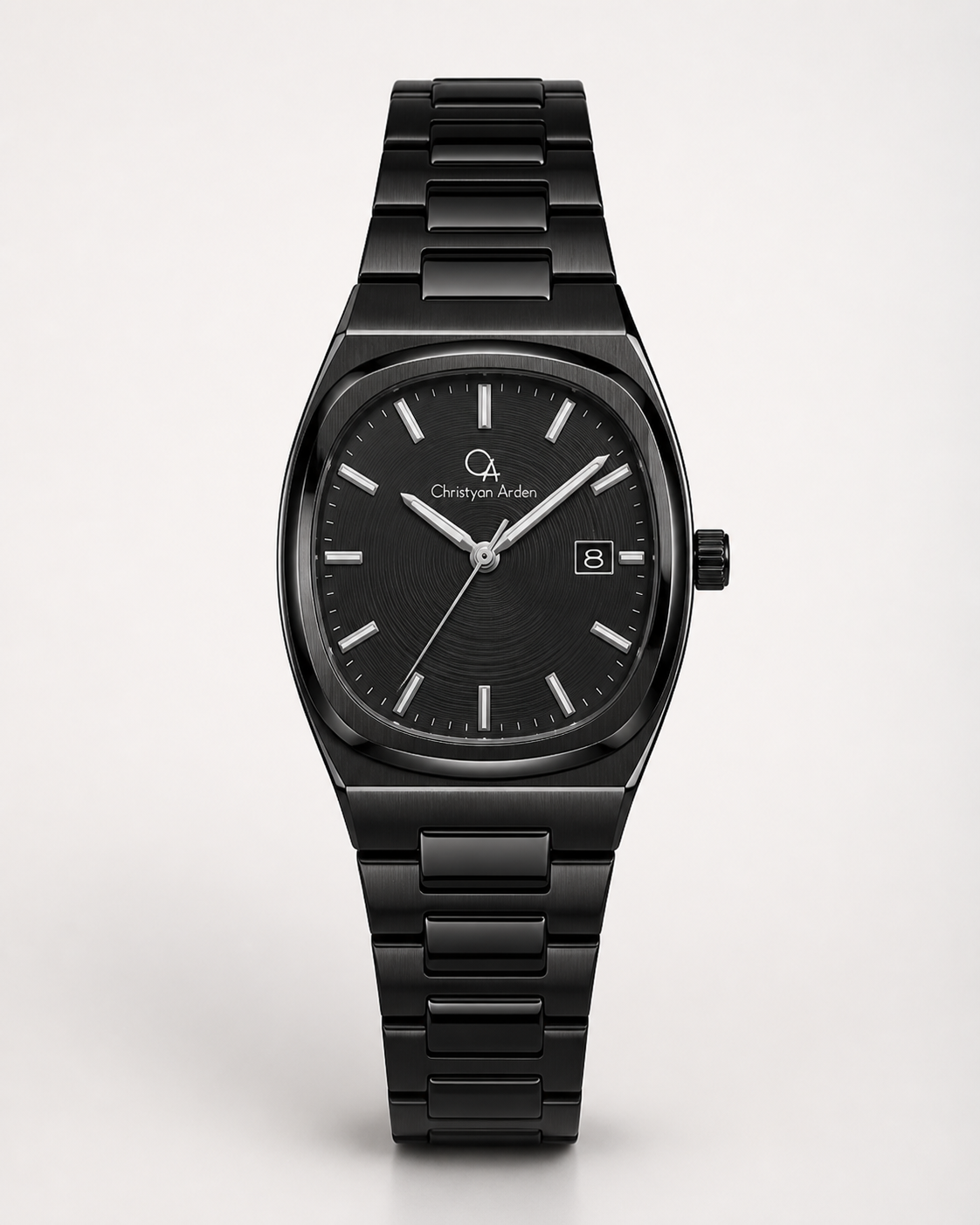 Metropolitan Obsidian Integrated Christyan Arden produced quartz watch style shown from the front