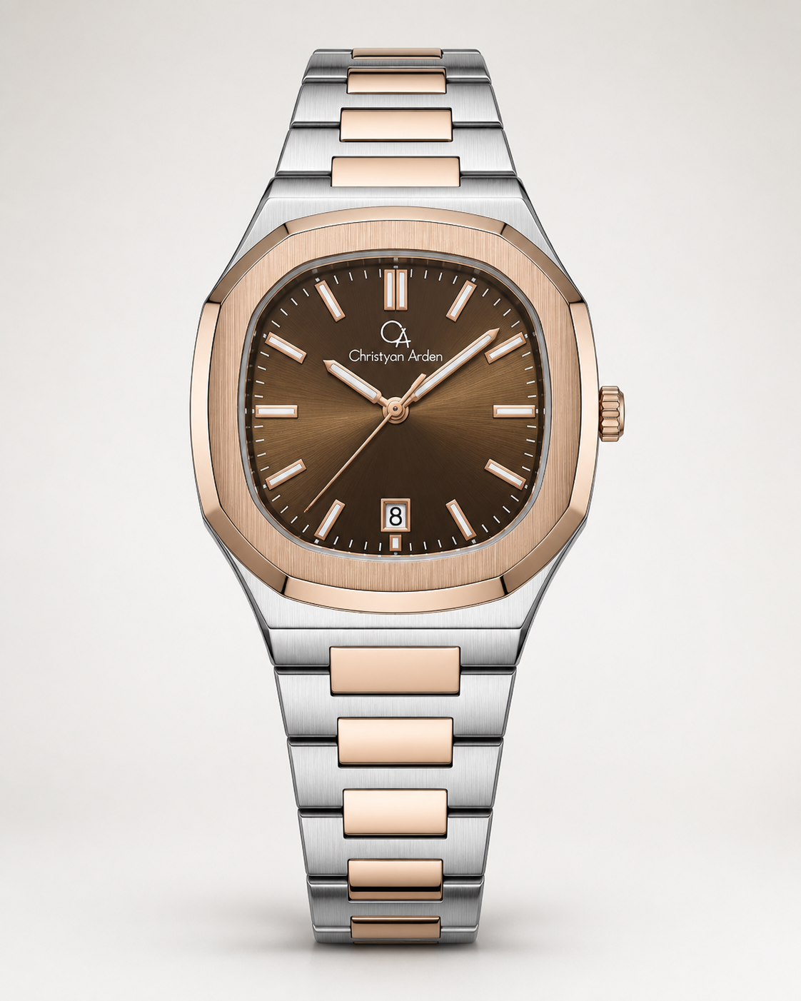 Metropolitan Mocha Integrated Christyan Arden produced quartz watch style shown from the front