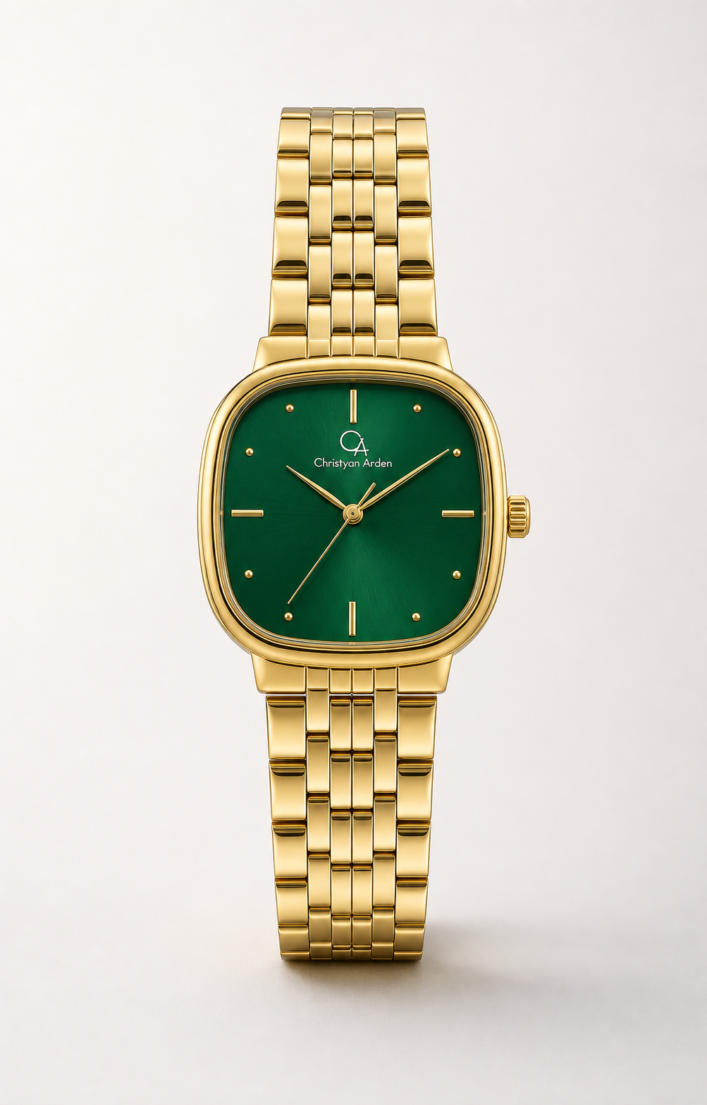 Full front view of the CA-241 Horizon Emerald Minimal produced watch style