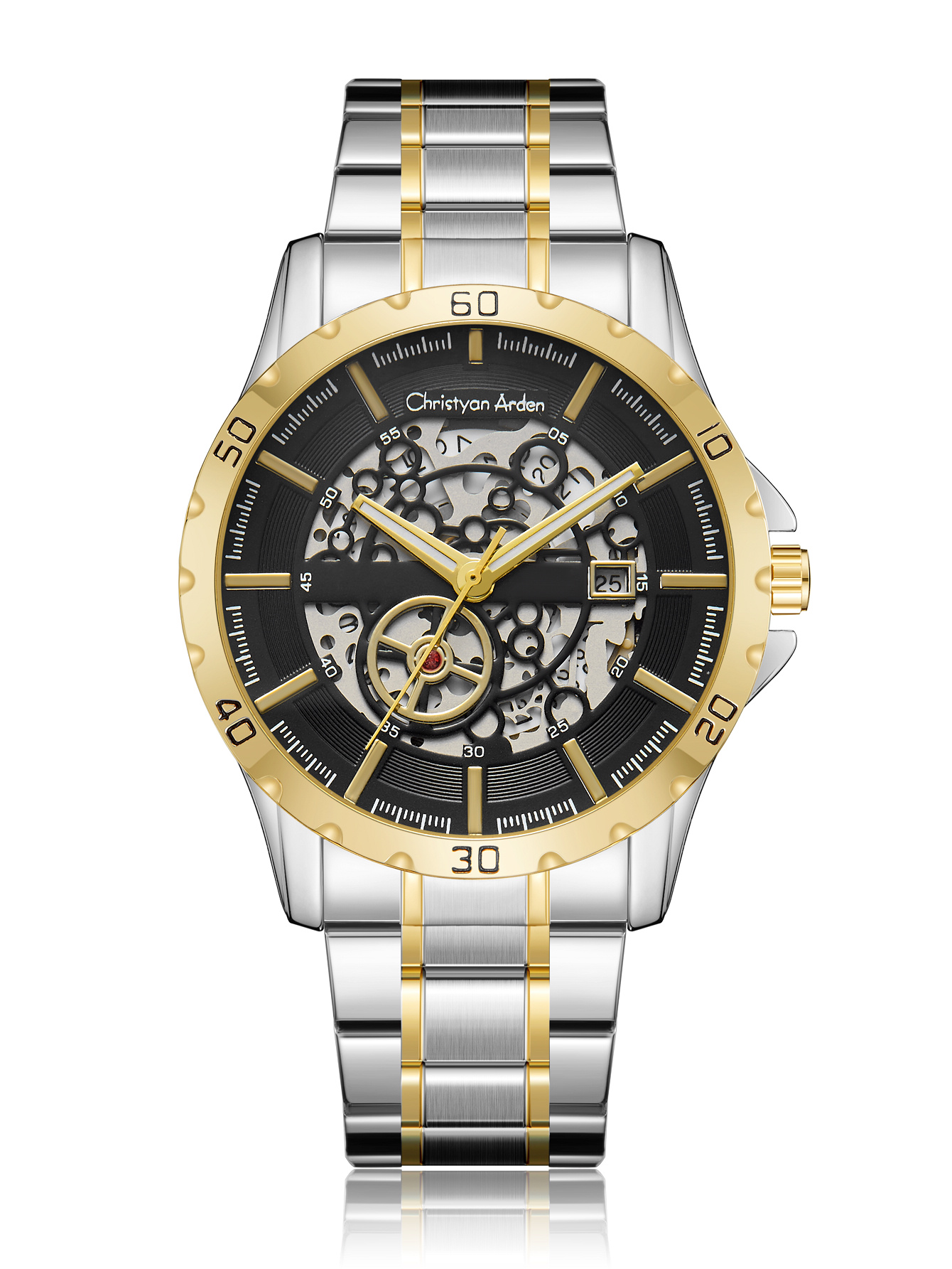Full front view of the CA-205 Meridian Noir Two-Tone business watch
